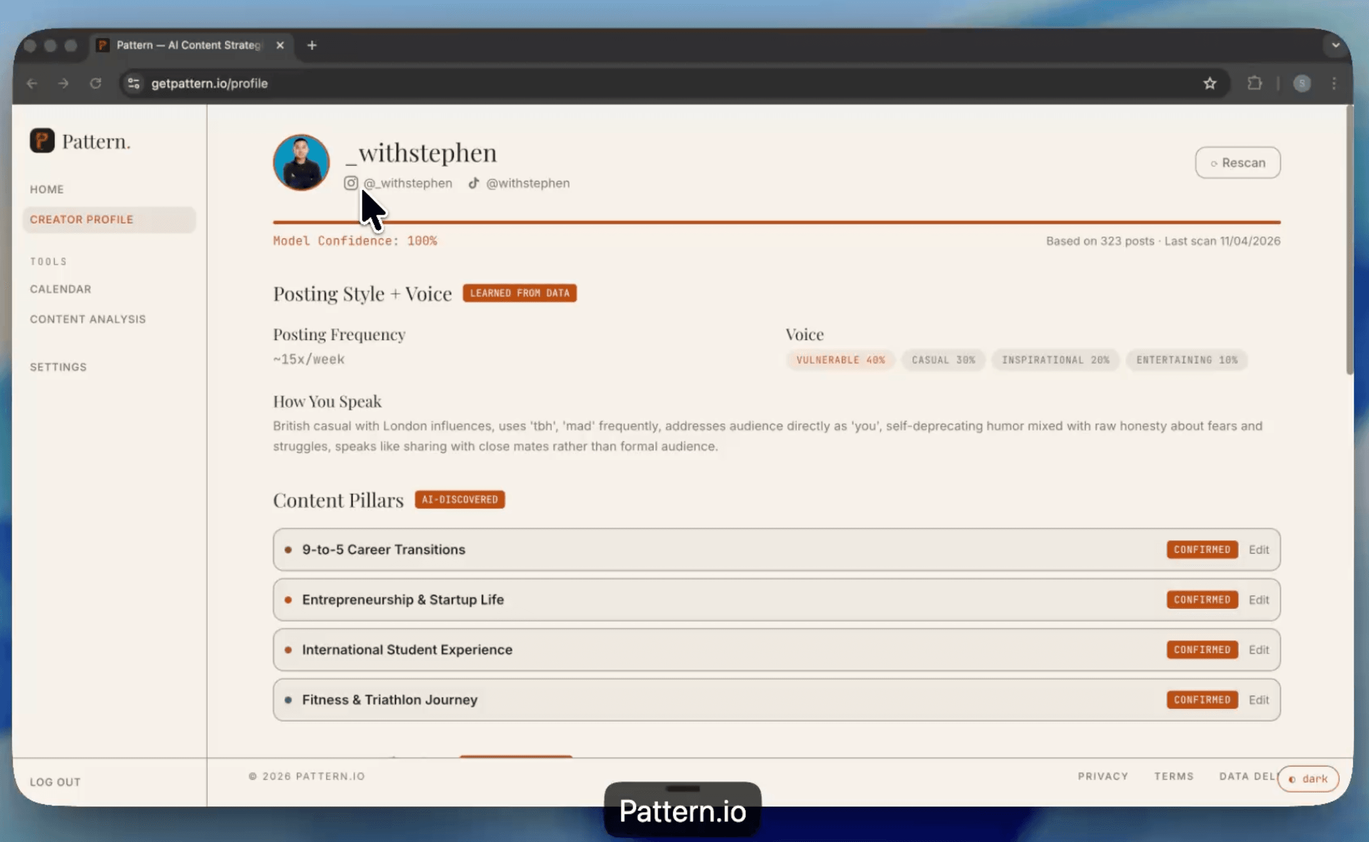 Pattern dashboard demo